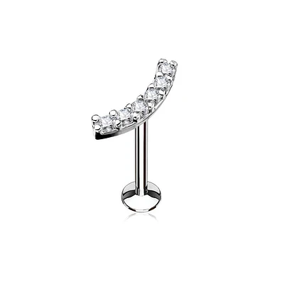 316L Surgical Steel Curve CZ Line Internally Threaded Labret