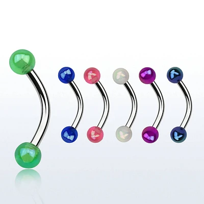 316L Surgical Steel Curved Eyebrow Ring with Small AB Coated Acrylic Balls