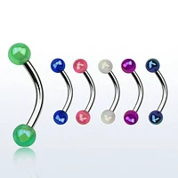 316L Surgical Steel Curved Eyebrow Ring with Small AB Coated Acrylic Balls