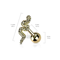 316L Surgical Steel Dainty Snake Ball Back Cartilage Ring Stud