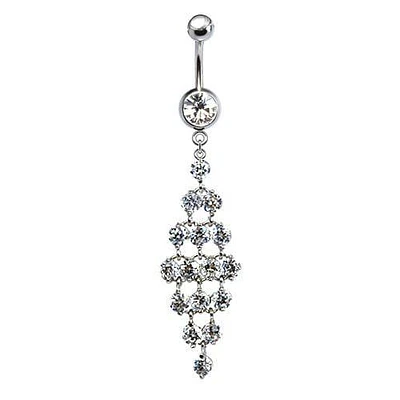 316L Surgical Steel Diamond Chandelier Dangle Belly Ring