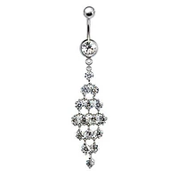 316L Surgical Steel Diamond Chandelier Dangle Belly Ring