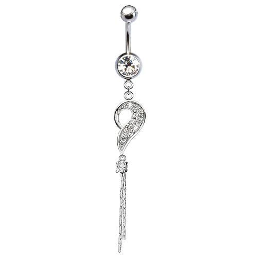 316L Surgical Steel Diamond Swirl Dangle Belly Ring