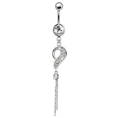 316L Surgical Steel Diamond Swirl Dangle Belly Ring