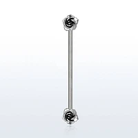 316L Surgical Steel Double Flower Front Facing Flower Industrial Barbell