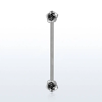 316L Surgical Steel Double Flower Front Facing Flower Industrial Barbell