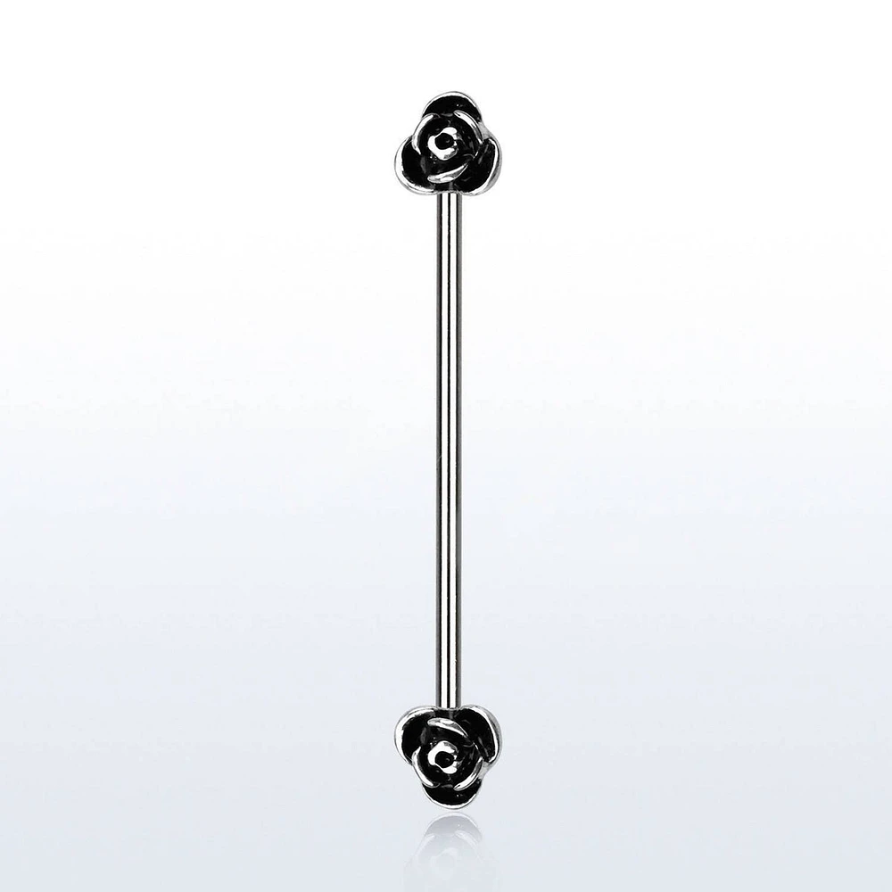 316L Surgical Steel Double Flower Industrial Barbell