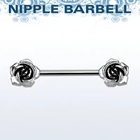 316L Surgical Steel Double Flower Rose Nipple Ring Straight Barbell