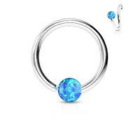 316L Surgical Steel Easy Bend Fixed Opal Nose Hoop Ring