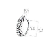 316L Surgical Steel Easy Bend Multi Use Filigree White CZ Hoop