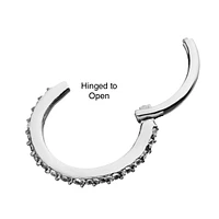 316L Surgical Steel Easy Hinged CZ Pave Clicker Hoop