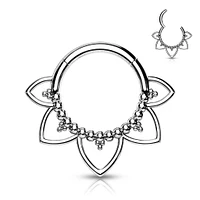 316L Surgical Steel Floral Tribal Hinged Septum Ring Hoop Clicker