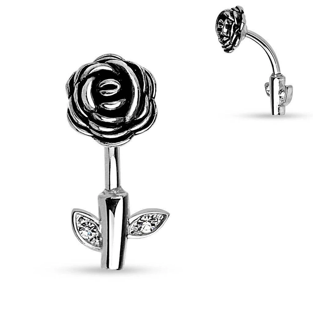 316L Surgical Steel Flower Stem Belly Button Navel Ring