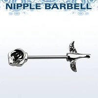 316L Surgical Steel Flower Stem Rose Nipple Ring Straight Barbell