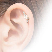 316L Surgical Steel Flower White CZ Vine Helix Barbell