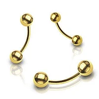 316L Surgical Steel Gold PVD Curved Barbell Ring with Ball Ends