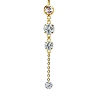 316L Surgical Steel Gold PVD 3 Descending Gem Dangle Belly Ring