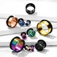 316L Surgical Steel High Polished Black PVD Single Flared Ear Gauges Tunnels
