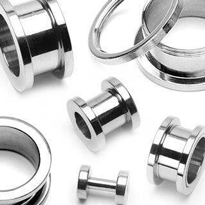 316L Surgical Steel High Polished Screw On Ear Gauges Tunnels