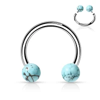 316L Surgical Steel Horseshoe With Internally Threaded Turquoise Ball Ends