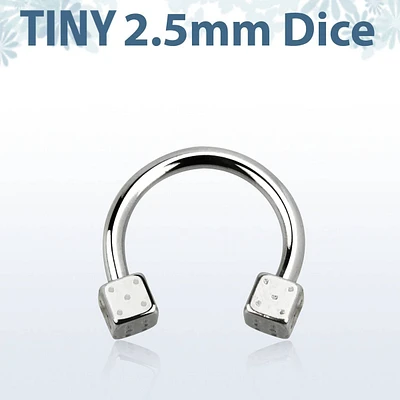 316L Surgical Steel Horseshoe with Small Dice