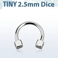 316L Surgical Steel Horseshoe with Small Dice