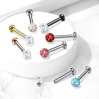 316L Surgical Steel Internally Threaded Aqua Epoxy Coated Shamballa Labret