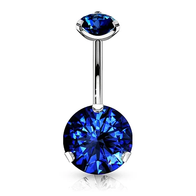316L Surgical Steel Internally Threaded CZ Belly Ring