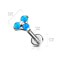 316L Surgical Steel Internally Threaded Pink Opal Triangle CZ Labret