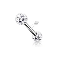 316L Surgical Steel Internally Threaded Pink Shamballa Coated CZ Nipple Ring