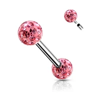 316L Surgical Steel Internally Threaded Shamballa Coated CZ Nipple Ring