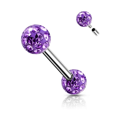 316L Surgical Steel Internally Threaded Tanzanite Shamballa Coated CZ Nipple Ring