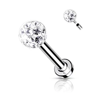 316L Surgical Steel Internally Threaded White Epoxy Coated Shamballa Labret