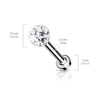 316L Surgical Steel Internally Threaded White Epoxy Coated Shamballa Labret