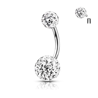 316L Surgical Steel Internally Threaded Shamballa Coated CZ Belly Ring