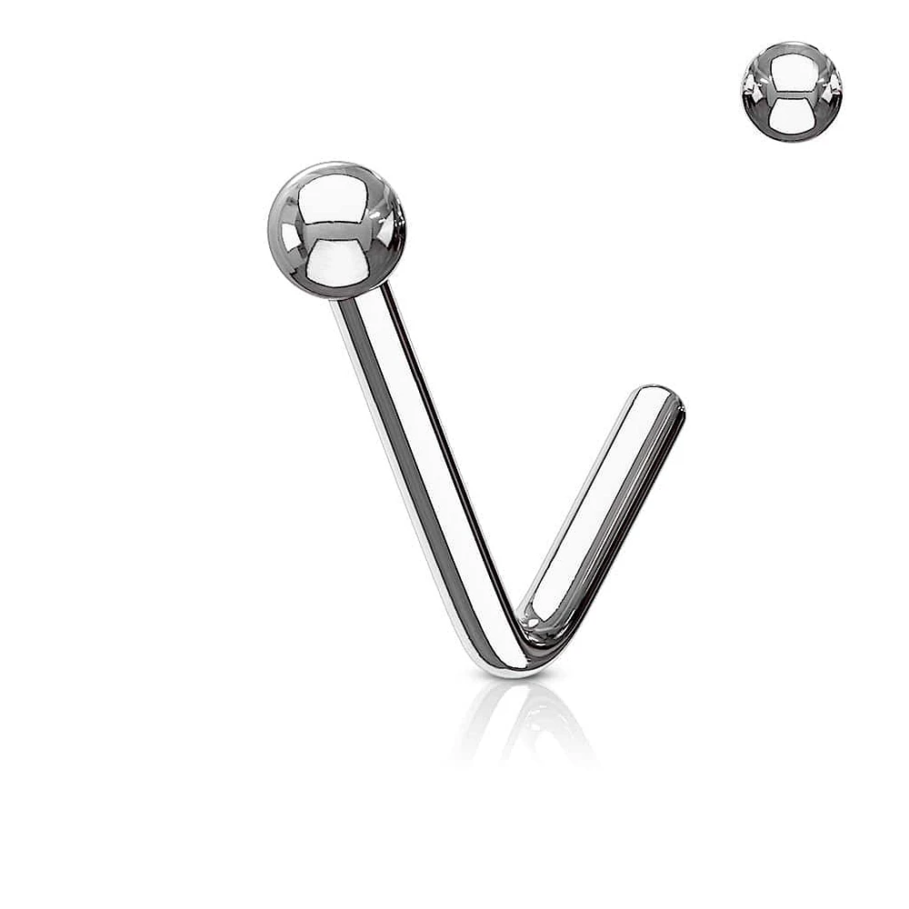 316L Surgical Steel L Shape Ball Top Nose Stud