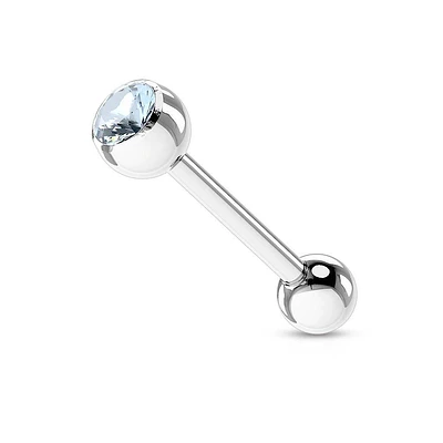 316L Surgical Steel Light Gem Straight Barbell Tongue Ring