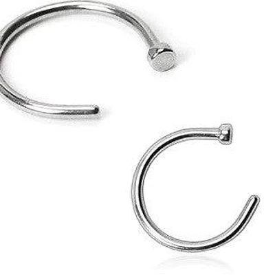 316L Surgical Steel Open Ended Nose Ring Half Hoop with Stopper