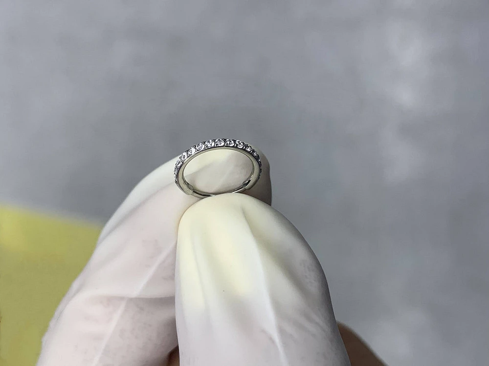316L Surgical Steel Pave White CZ Nose Hoop Hinged Clicker Ring