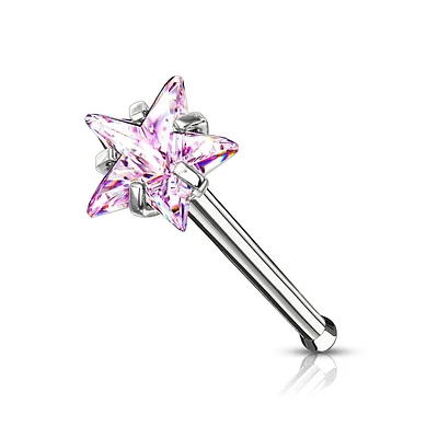 316L Surgical Steel CZ Star Ball End Nose Ring Stud