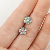 316L Surgical Steel Pink Pearl White CZ Flower Cartilage Stud