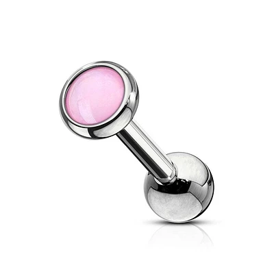 316L Surgical Steel Pink Stone Ball Back Cartilage Ring Barbell
