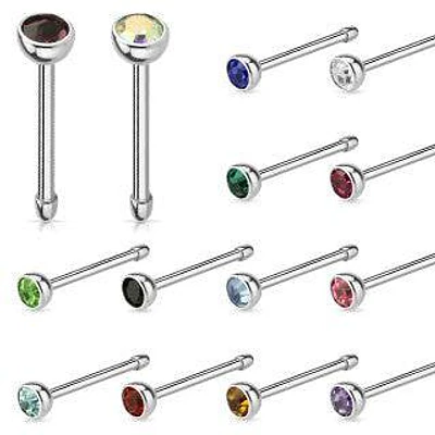 316L Surgical Steel Press Fit CZ Gem Ball End Nose Bone Stud