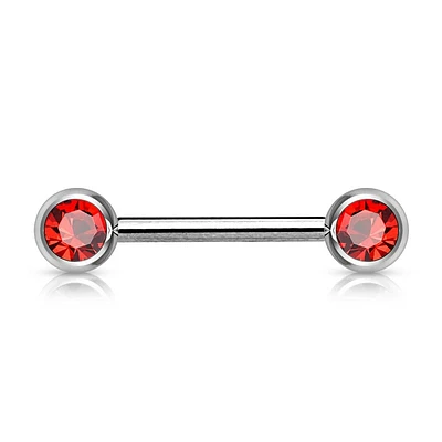 316L Surgical Steel Red CZ Ball Gem Nipple Ring Barbell