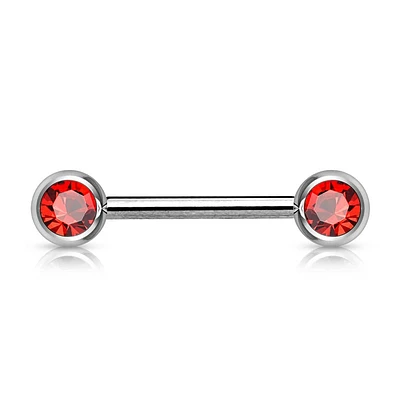 316L Surgical Steel Red CZ Ball Gem Nipple Ring Barbell