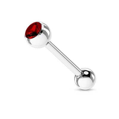 316L Surgical Steel Red Gem Straight Barbell Tongue Ring