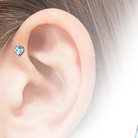 316L Surgical Steel Red Heart Crystal Helix Barbell