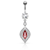 316L Surgical Steel Red Marquise Set Dangle Belly Ring