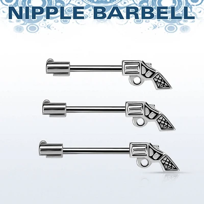 316L Surgical Steel Revolver Gun Nipple Ring Barbell