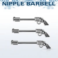 316L Surgical Steel Revolver Gun Nipple Ring Barbell